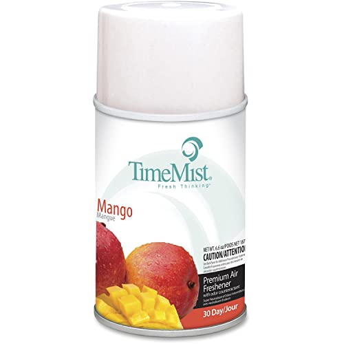 TimeMist Premium Metered Air Freshener Refills - Mango Scent - 7.1 oz (Case of 12) - 1042810 - Lasts Up To 30 Days and Neutralizes Tough Unwanted Odors