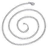 Anchura de cadena: 0.3cm HLPIGF Cadena de Mujeres de joyeria, Collar Cadena coraza del Acero Inoxidable, Plata - Ancho 3 mm - Longitud 50 cm