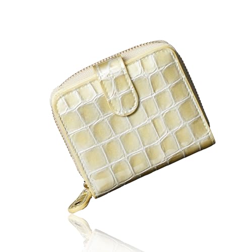 Align mini type Bi-Fold Wallet wallet Leather made by MASINI in Italy Cowhide ART.Stain Glass Women's Elegant, easy-to-use and beautiful In gift box (Gold)