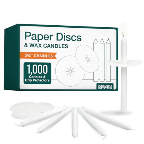 Concordia Supply Paper Bobeche Candle Drip Protectors - 5.75" x 1/2" Candles w/Easy to Hold White Paper Candle Holders - Ideal for Candle Light, Memorial, & Congregational Services - Set of 1000