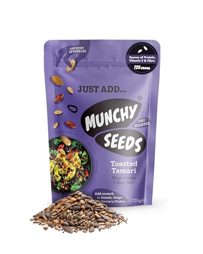 MUNCHY SEEDS Savoury Sprinkles Snack Toasted Tamari 125g Sunflower Seeds Pumpkin Seeds Sesame Seeds Sprinkle on Salads Soups Savoury Dishes Vegan Omega 3 Fatty Acids Protein Fibre Vitamin E