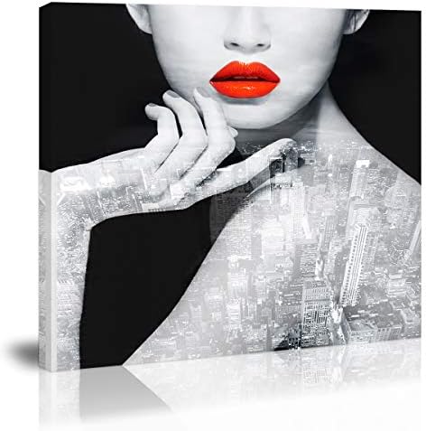 Red Lip Women Wall Art Decor Black and White Modern Artwork Canvas Painting Prints Pictures Home Decor for Living Room Dining Room Bedroom Red Lip Women Wall Art Decor Black and White Modern Artwork Canvas Painting Prints Pictures Home Decor for Living Room Dining Room Bedroom