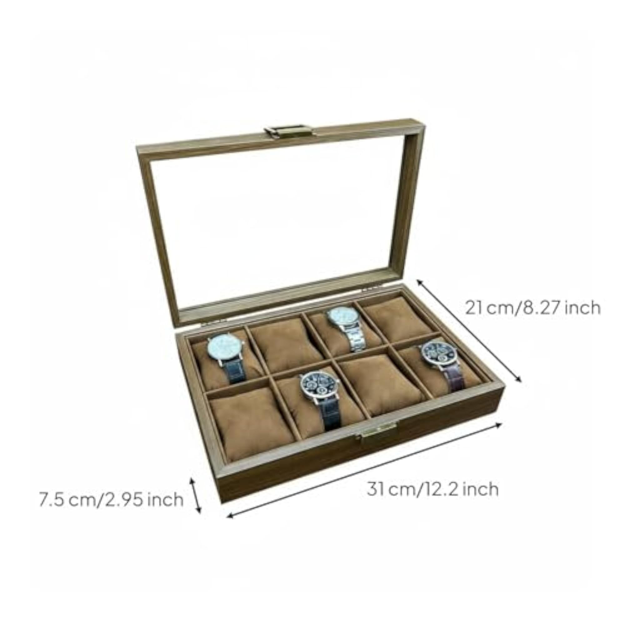Clear View Lid Watch Storage Box, 8 Slots