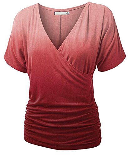 Veste col V manches courtes rouge taille M vêtement femme léger YALI