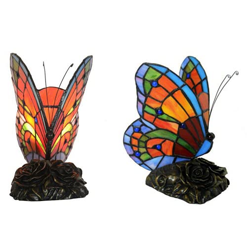 Cute Butterfly Style Stained Glass Table Lamp Bedside Home Art Decor Night Light (E) #TOP3