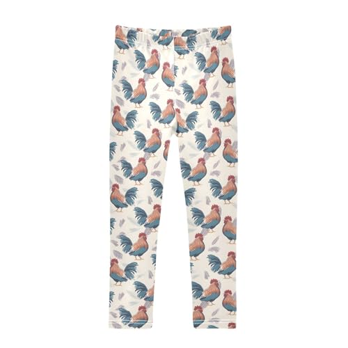 Rooster Feather Girls Leggings Soft Stretch Workout Yoga Dance Pants for Kids Casual Tights