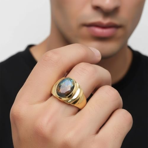 Image of 55Carat Choose Your Color Natural Birthstones 18 K Gold Plated Ring Bold Statement Jewellery Sizes 4-13