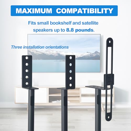 DAGCUXIN Speaker Stands Pair, Heavy Duty Steel Speaker Stands for Satellite & Small Bookshelf Speakers, Adjustable Height 33" to 48", Holds up to 6 lbs, Easy DIY Assembly, DX-718, 2 Packs, Black by DAGCUXIN - Image 8