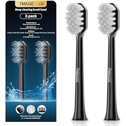 7MAGIC Model D36 Electric Toothbrush Replacement Brush Heads for Deep Cleaning, Durable and Effective, 2-Pack (Black)