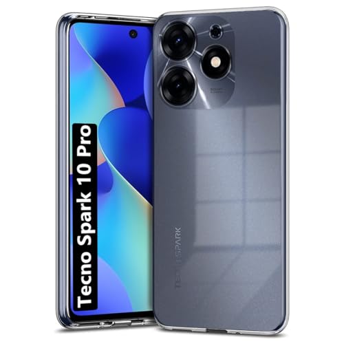 Image of Fashionury Crystal Clear Case for Tecno Spark 10 Pro | Yellowing Resistance | Transparent TPU Silicone | Raised Camera Lips | Slim Transparent Cover