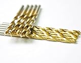 DRILLFORCE HSS Jobber Length 10 PCS,1/4" x 4"Titanium Coated Twist Drill Bits, Metal Drill, Ideal fo