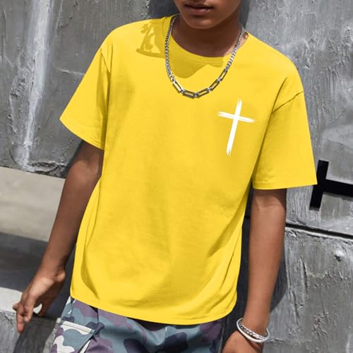 Image of KEEVICI Boys Christian Graphic Tees God Jesus Shirts for Kids Cross Faith Bible Verse Inspirational Religious Cotton T Shirt