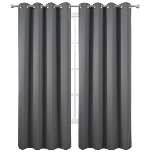 Image of LEMOMO Blackout Curtains 52 x 90 Inch Long Frost Grey Curtains Set of 2 Panels Room Darkening Curtains for Bedroom and Living Room