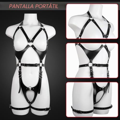 Miniatura 5 de Kutocesy Arnes Mujer De Las Señoras Para Rave Cosplay Gothic Costumes Sex Lingerie Para La Mujer Con Los Puños Del Muslo Body Bondage Set Sexy Bdsm Outfit Black