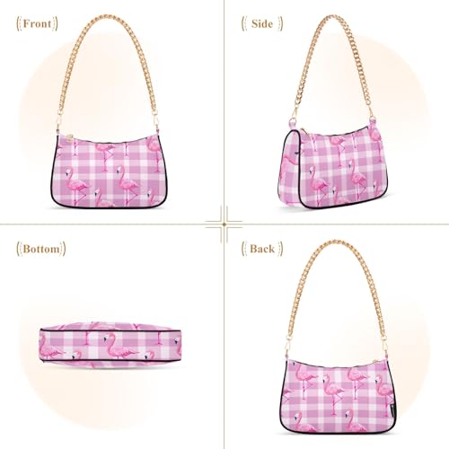 Clutch Shoulder Bags Tote Evening Purse Handbags para Mujeres Rosa Flamenco con cierre de cremallera miniatura 4