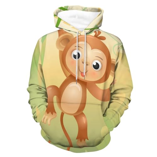 Hoodie Monkey Brown UMENG avec manches longues et capuche ajustable S