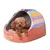 Jiupety Cute Cat Beds for Indoor Cats, Cat Cave Bed for Kittens, Hideaway Cat House for Cats & Small Dog with Anti-Slip Bottom, Washable Removable Cushion, L(19″x17″x16″), Rainbow