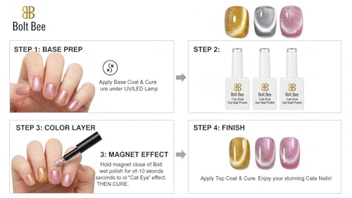 Image of Bolt Bee Gel Nail Polish - Highly Pigmented Glossy Finish, Smooth Application, Chip-Resistant Long-Lasting Color, Uv /led Lamp Cure, DIY Manicure & Salon Nail Art - 3pcs | 9ml