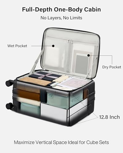 Image of Hanke Hardside Expandable Checked Luggage, 24 Inch Top Opening Trunk Luggages with Spinner Wheels, All-PC Hard Shell Suitcase, Lightweight TSA Checked-Medium(Jet Black, 83L)