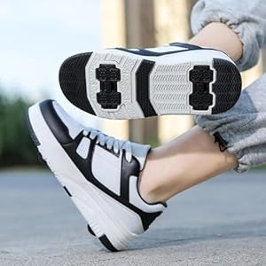 WOWEI Schoenen met wieltjes, voor jongens en meisjes, skateboardschoenen voor kinderen en volwassenen, rolschaatsen, outdoorschoenen, gymschoenen, 2 -in-1 multifunctionele rolschaatsen, sneakers