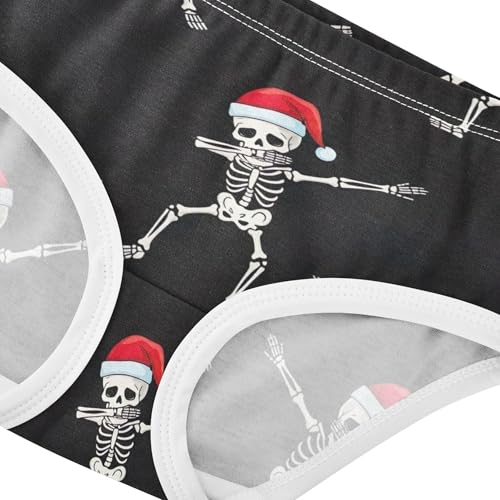 Girls Underwear Toddlers 2t Cotton Little Girl Panties Stylish Briefs Underpants Skeletons Red Hats Christmas Black4