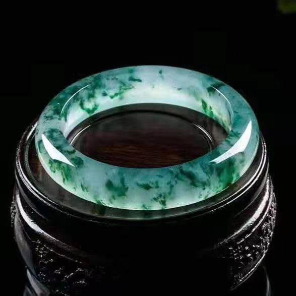 Natural Jade Bangle Bracelet for Women Genuine with 100% Grade A Jade Handmade Bracelets,Healing Protection Good Luck