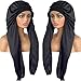 Hair Bonnets for Sleeping 2 in 1 Long Braids Hair Protection UV Shield Breathable Elastic Satin Bonnet Black Color