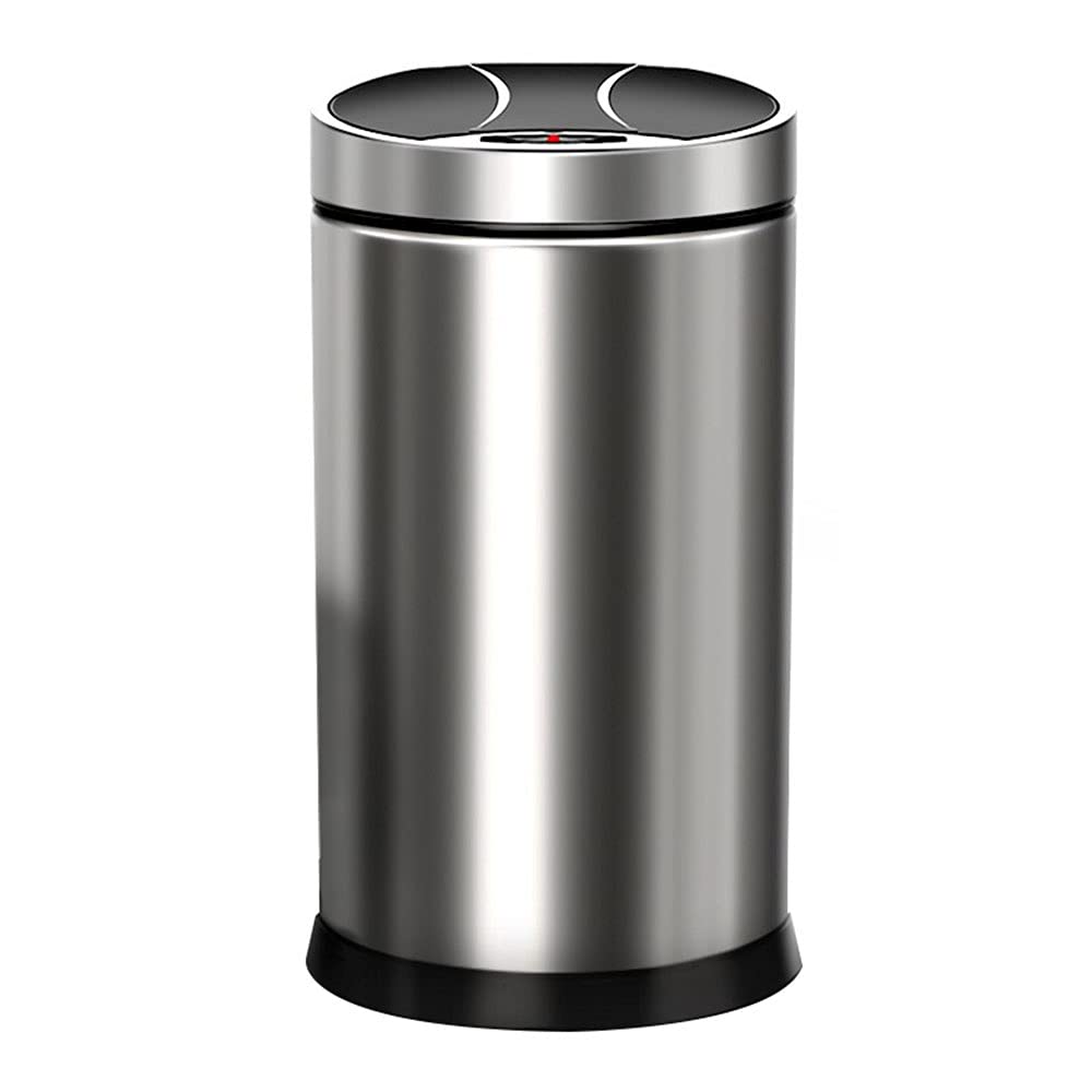 Automatic Sensing Smart Trash Can, Stainless Steel Household with Cover 15L Capacity Waterproof and Odor-proof Trash Can Office Wastebasket