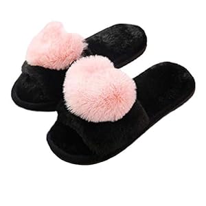 AioTio Pluizige Pantoffels voor Dames Namaakbont Pantoffels Slippers voor Thuis Leuke Sandalen, Open Teen, Duurzaam…