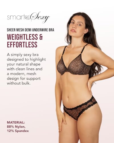 Image of Smart & Sexy Women's Sheer Mesh Demi Underwire Bra - See Through Bras