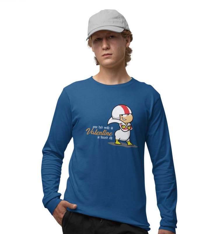 RUSHAAN Valentine's Doesn’t Matters: (Blue) Full Sleeve T-Shirt for Singles