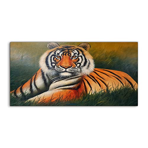 Tableau tigre du Bengale déco murale chambre verre trempé 140x70