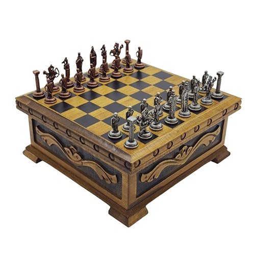 Set de Ajedrez de Madera con Caja y Piezas Metálicas miniatura 4