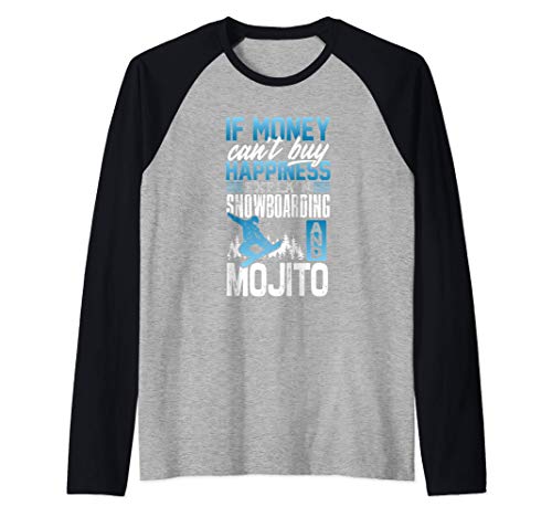 Snowboarding Mojito Lover Facts Gift Snowboard Snowboarder Camiseta Manga Raglan