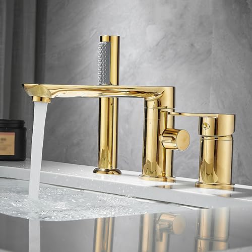 Baignoire du mélangeur taps 3 trous noir pivotant 360 avec fixation douche LWX