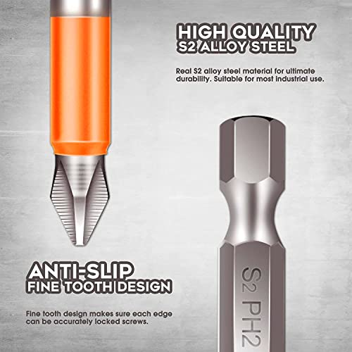 Onyolk 10-Piece Phillips Magnetic Screwdriver Bit Set, S2 Alloy Steel Anti-Slip Long Drill Bits thumb #4