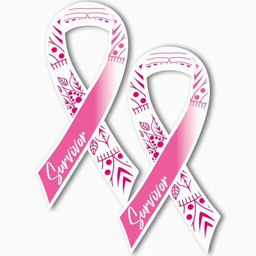 Image of Magnet Me Up Breast Cancer Awareness Pink Mandala Survivor Ribbon Magnet Decal, 3.5x7 Inches, 2 Pack Automotive Magnet for Car Truck SUV, Celebration of Strength, Admiring Survivors, Crafted in USA