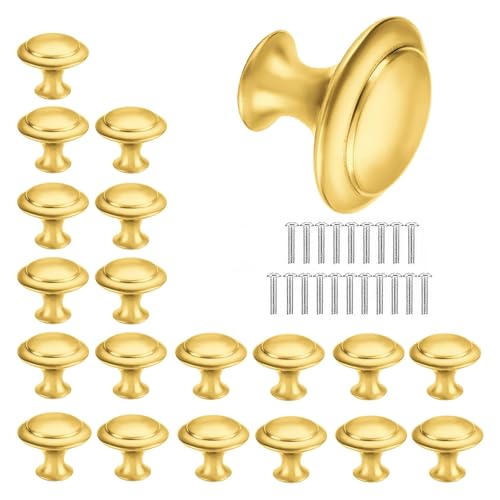 Pomelli Per Mobili Oro Rotondi,Pomelli Per Mobili Bambini,Pomelli Per Mobili Oro Lucido,Pomolo Per Mobili Rotondo, Per Porte Armadietti Cassetti e Guardaroba Accessori Mobili,Con Viti Di Montaggio