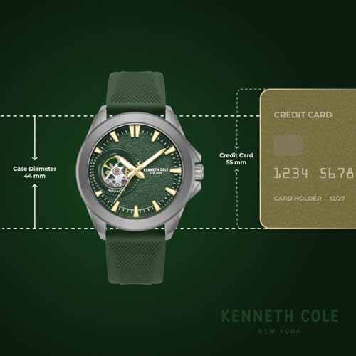 Image of Kenneth Cole Automatic Analog with Green Dial Green Silicone Strap Watch for Men - KCWGZ0103902MNW