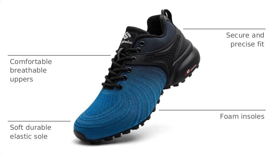 Image of Men's Trail Running Shoes Lightweight Breathable Walking Hiking Sneakers Outdoor Athletic Tennis Cross Training Shoes