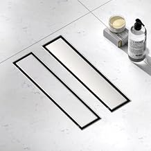 Linear Shower Drain, 12 Inch Linear Drain with Tile Insert Grate 304 Stainless Steel Shower Drains, Rectangular Shower Floor Drain w/Leveling Feet, Hair Trap for Bathroom and Balcony Brushed Nickel