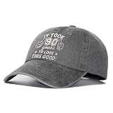 90th Birthday Gifts for Men, Birthday Gifts for 90 Year Old Man Women, Unique 90th Birthdays Hat for Grandpa Dad Husband, Cool 90 th Birthdays Decorations, Adjustable Embroidered Baseball Cap