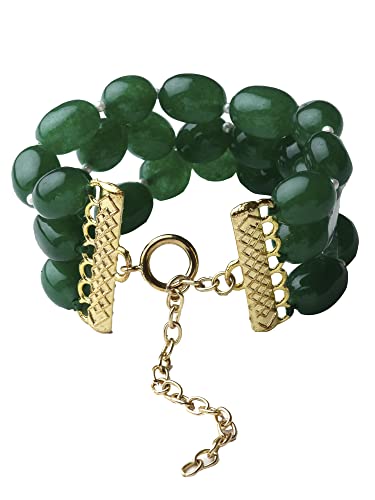 Image of Karatcart Glossy Finish Tumble Stone Studded Beaded Bracelet for Women