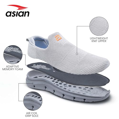 Image of ASIAN Wonderwalk-21 Walking Shoes for Men | Lightweight, Air Cooled Upper & Memory Foam Insole | Slip-On Sneakers for Walking, Travel & All-Day Comfort