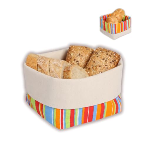 slowroom Panier à Pain en Coton – Corbeille à Pain Réversible – Panier à Pain Carré 12,5 x 12,5 cm – Corbeille en Tissu Ajustable 8–13 cm – Sunny