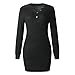 Produktbild Damen Pulloverkleid Einfarbig Sexy V Ausschnitt Knopf Strickkleid Sweater Oberteile Sweatshirt Lang Slim Fit Moderne Bequem Leichtes Party Tops S