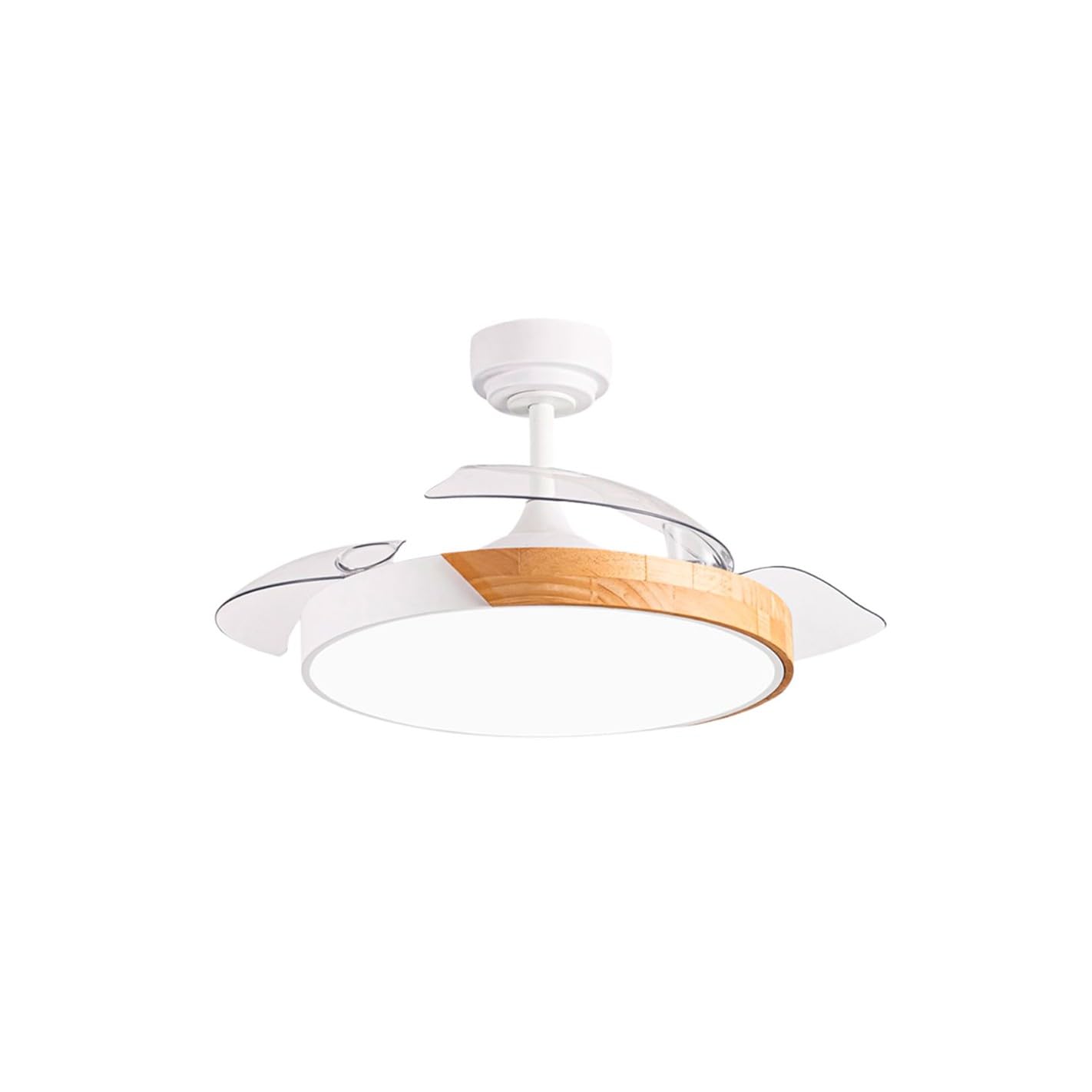 Ventilador de techo taoro blanco madera motor DC aspas retractiles 2 tamaños| Lampara ventilador de techo con luz regulable