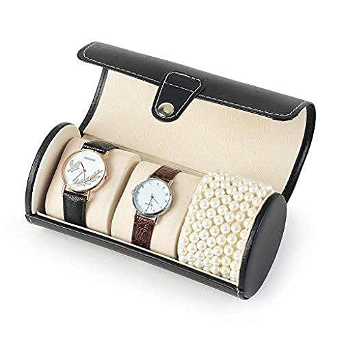 FGVBC Enrouleur de Montre Automatique, Organisateur de boîte pour Hommes, boîte de Rangement en Cuir PU, oreillers Amovibles, Vie Heureuse Cover