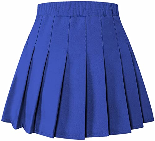 Girls Pleated Skirts, High Waist Skater Tennis Mini High School Uniform Cosplay Costume Halloween Skorts, Royal Blue, 13-14 Years = Tag 170 #TOP1