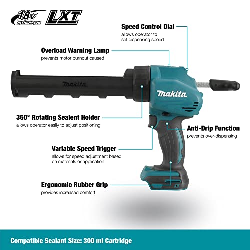 Makita DCG180Z Snoerloos Patroonpistool, 18 V, Zonder Accu En Oplader, Zwart/Blauw - Afbeelding 3
